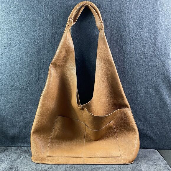 Shiraleah Handbags - Brown Pebbled Vegan Leather Tote Bag Double Front Pocket Large Slouchy Hobo Purs